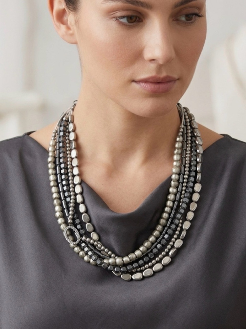 Silpada Retired N1936 “Hailstone” Sterling Silver Multi Strand Necklace